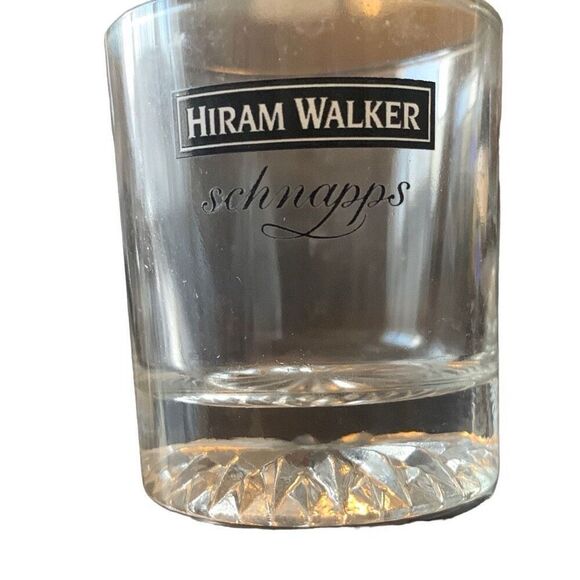 Pre Owned Hiram Walker Schnapps Shotglass Shot Tasting Glass Black Logo - Picture 5 of 7